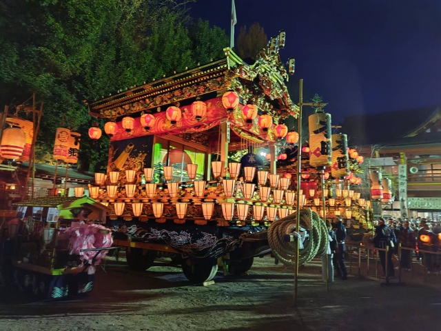 秩父夜祭の山車が並んだ様子