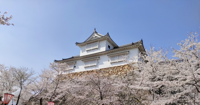 春の津山城の外観